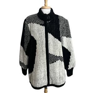 Vtg Jennifer Chase 80s 90s Abstract Sweater Puffer Jacket Baggy Boho Ski Resort